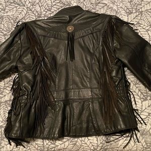 Womens Small - Vintage Harley Davidson All American Fringe Leather Jacket